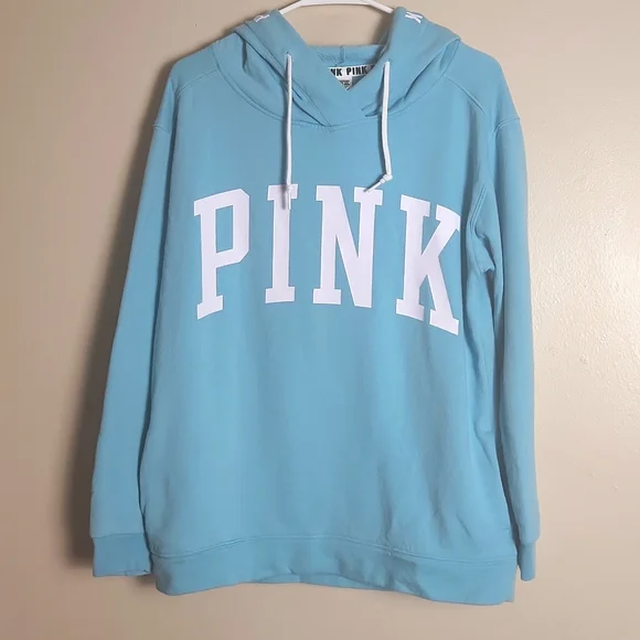 Victoria's Secret PINK Light Blue Pullover Hoodie w/ Pockets - Picture 1 of 8
